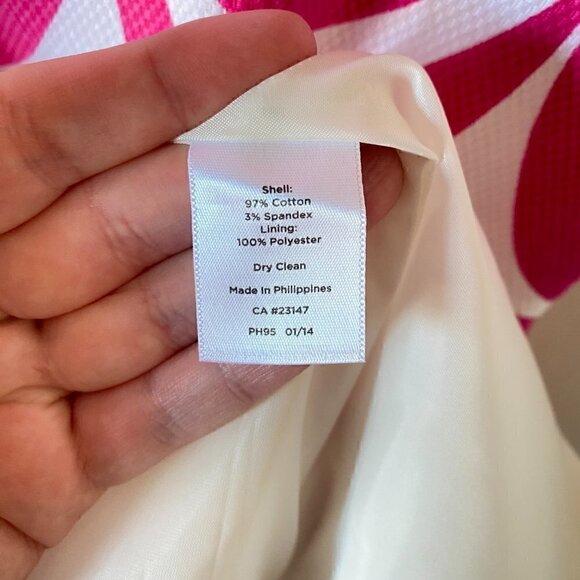 TALBOTS Pink & White Textured Cap Sleeve Pleated Dress Size 6P Petite - Picture 6 of 9